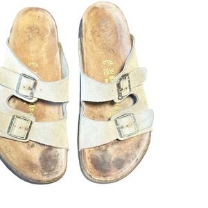 Birkenstock Arizona Suede Leather Sandals Beige Women's Size 39 EU 8 US
